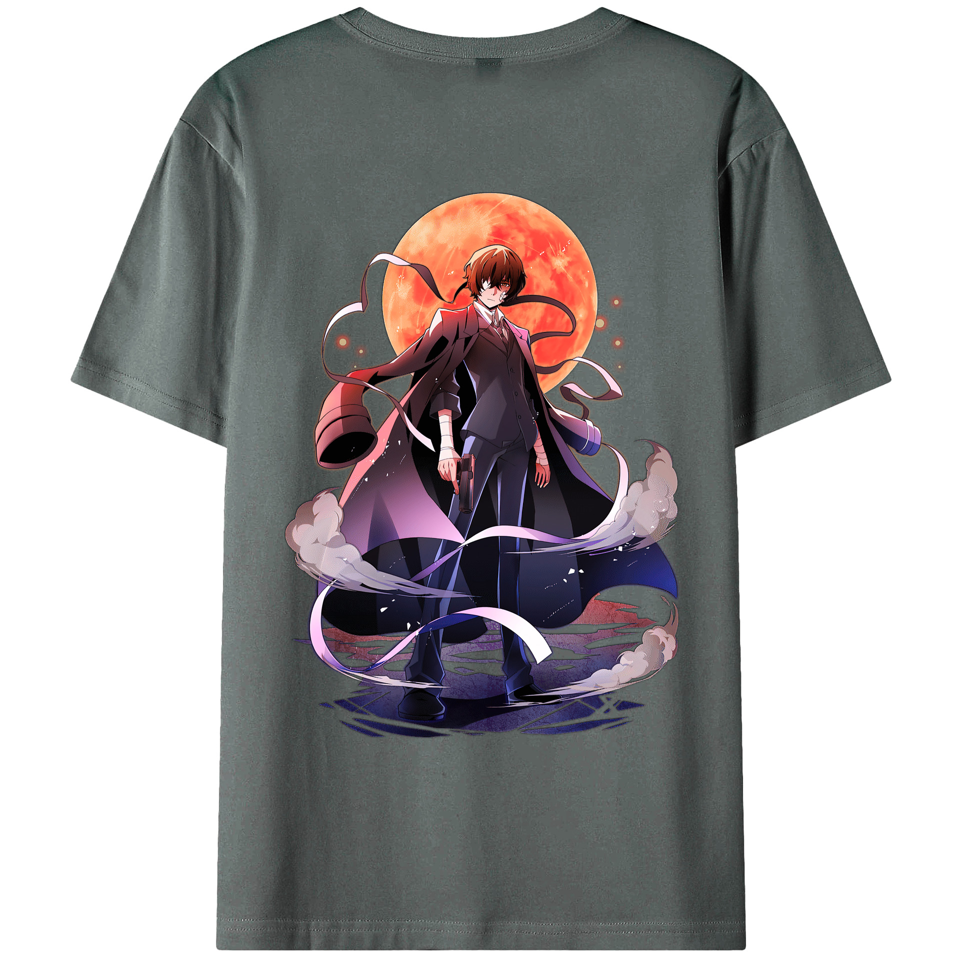（画像用） 文豪ストレイドッグス Bungo Stray Dogs 綿100％ メンズ半袖Tシャツ（バックプリント） 通気性